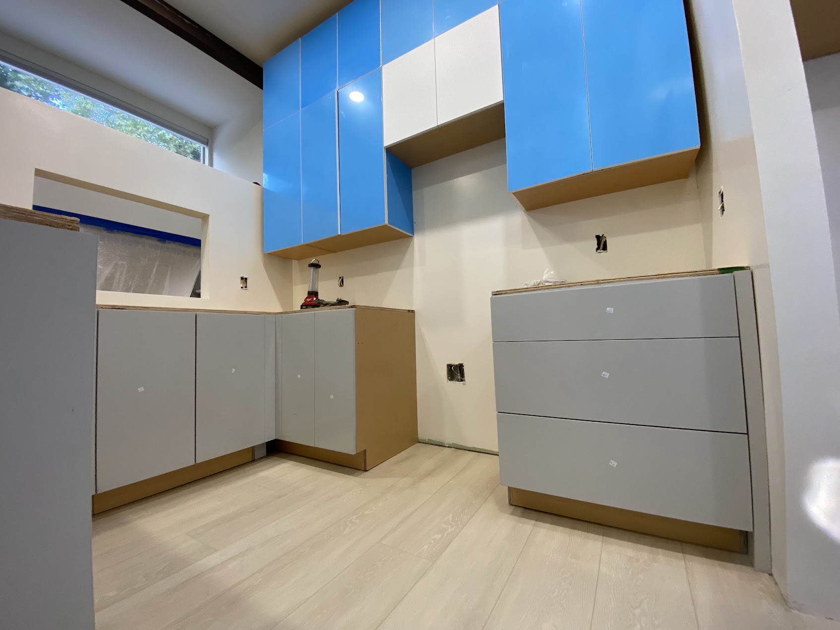 Cabinets being installed